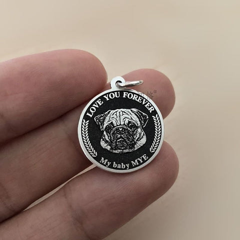 AriliaPet-Pet Customized Silver Round Relief Pendant