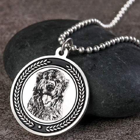 AriliaPet-Pet Customized Silver Round Relief Pendant