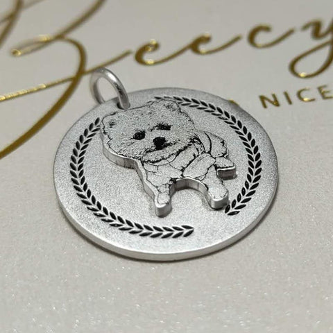 AriliaPet-Pet Customized Silver Round Bilayer Pendant