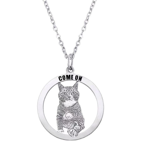 AriliaPet-Pet Customized Silver Round Hollow Out Pendant