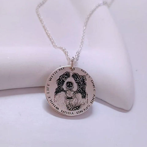 AriliaPet-Pet Customized Silver Round Plane Pendant